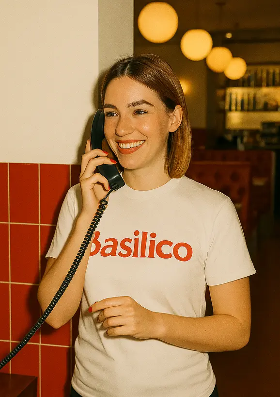 empleada basilico atendiendo al telefono